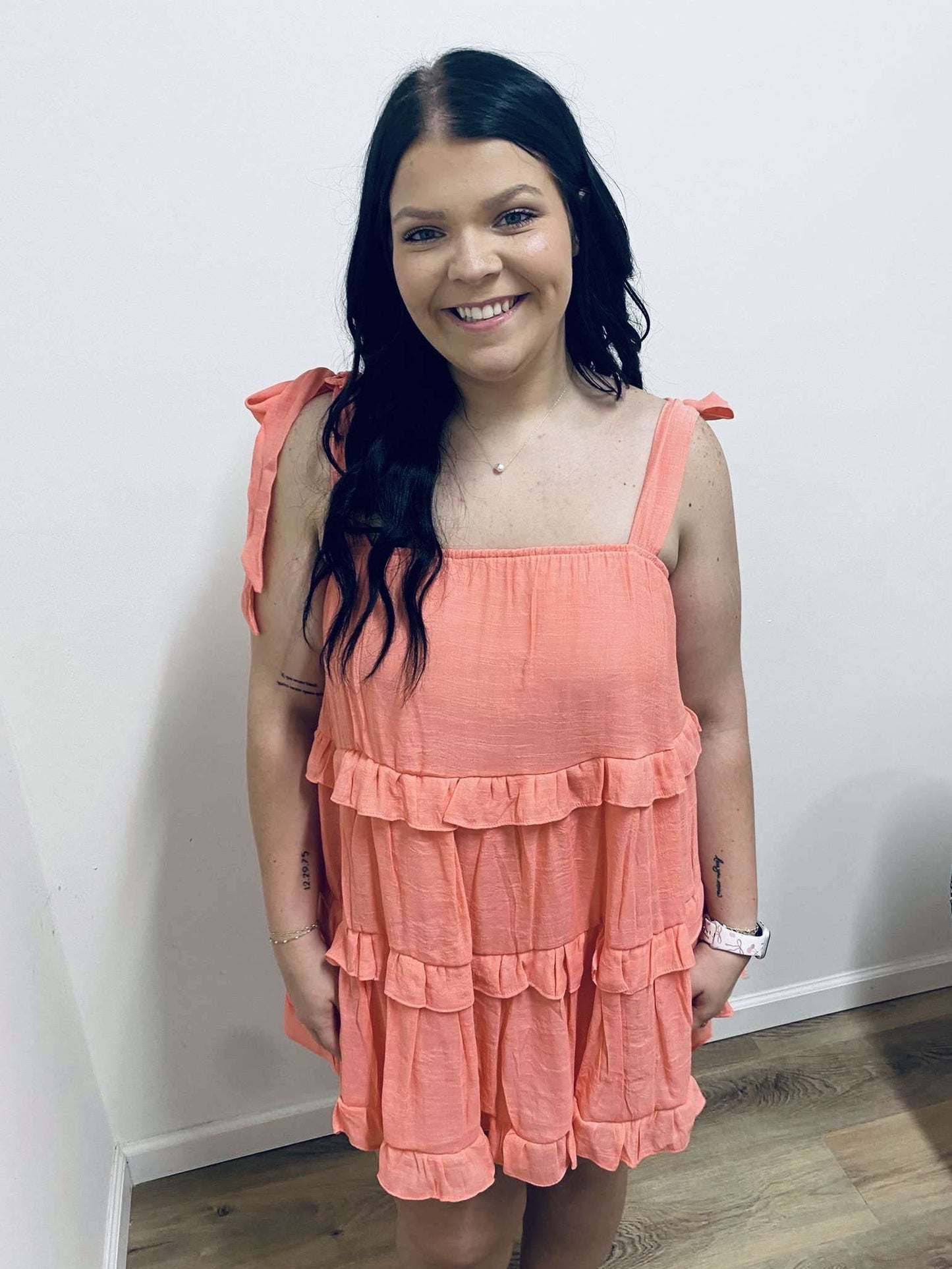 Coral Ruffle Dress