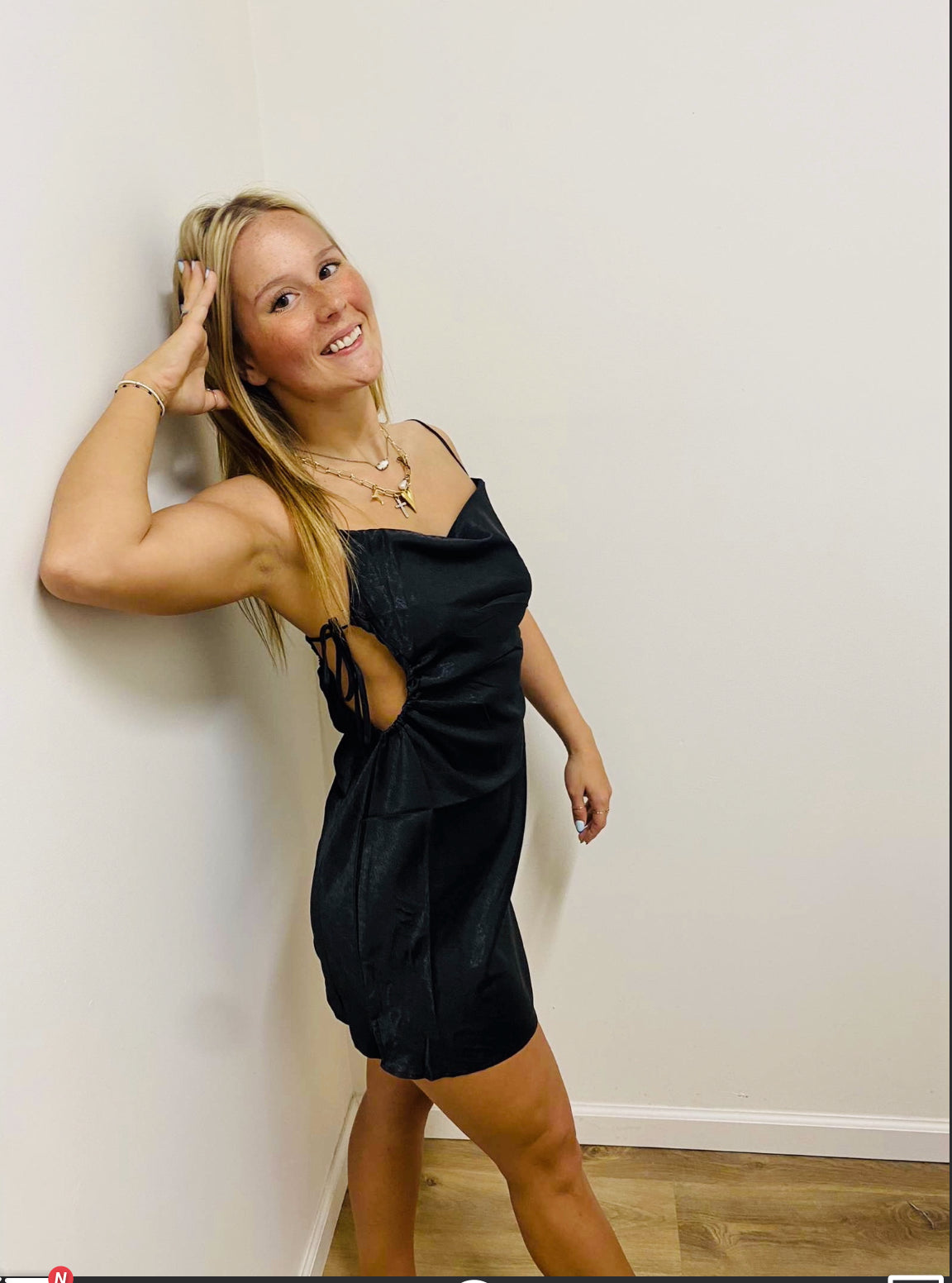 Black Satin Mini Dress