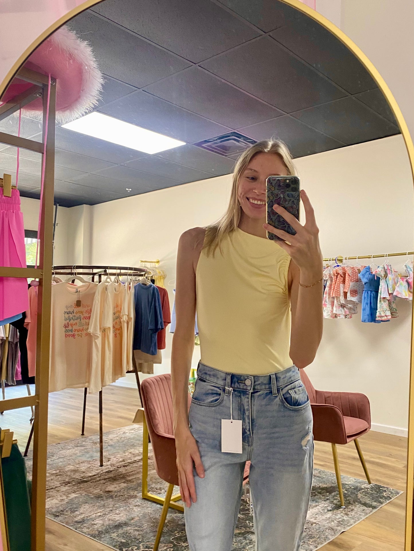 Slant Collar Drawstring Tied Short Top