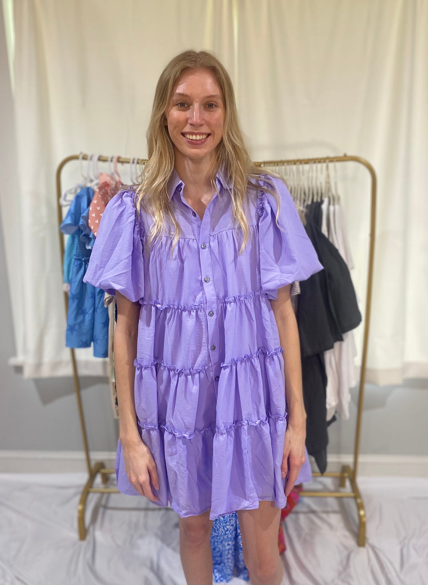 Lavender Puff Sleeve Dress