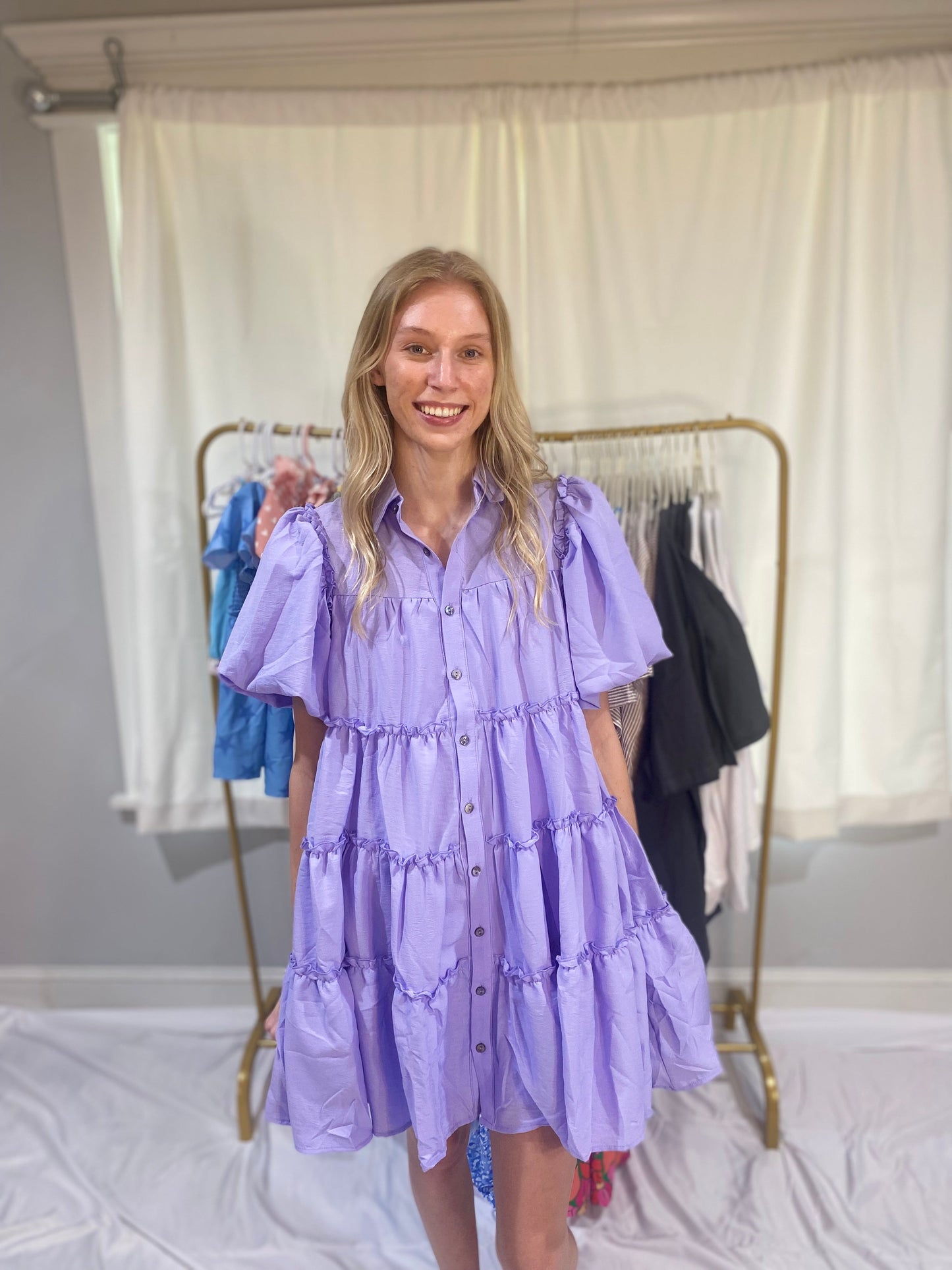 Lavender Puff Sleeve Dress