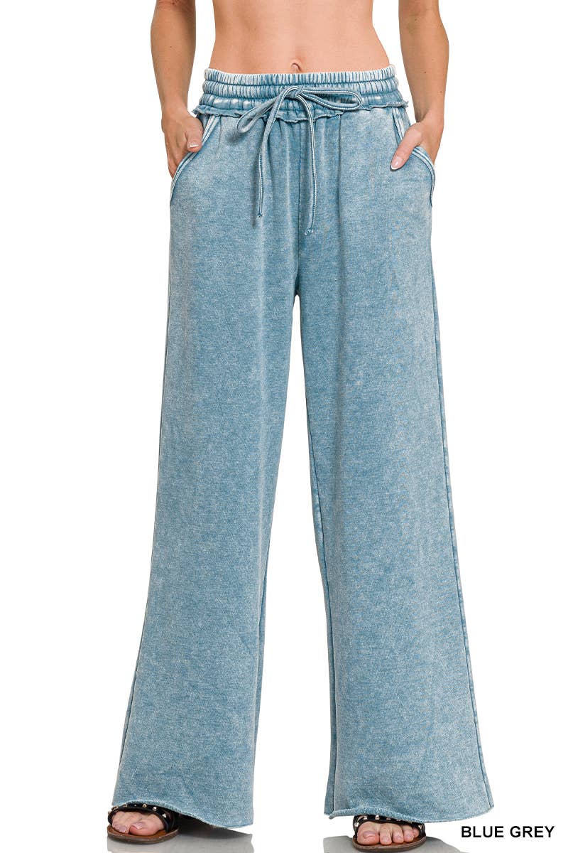 Acid Wash Fleece Sweatpants W/Pockets