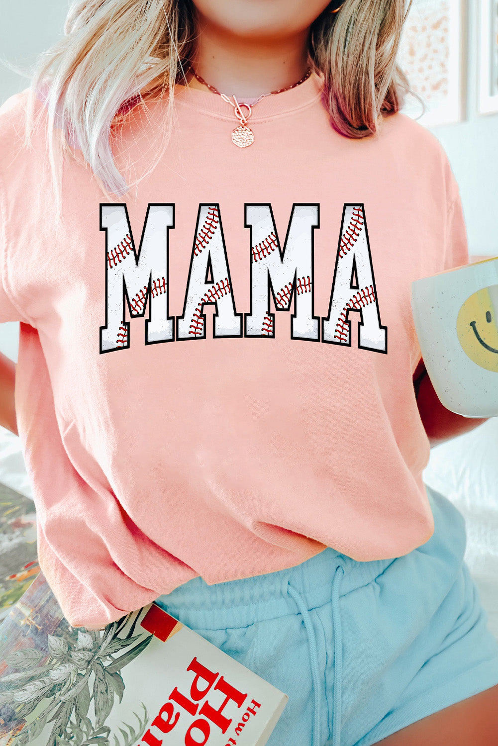 Pink Rugby MAMA Graphic Roll Up Sleeve T Shirt