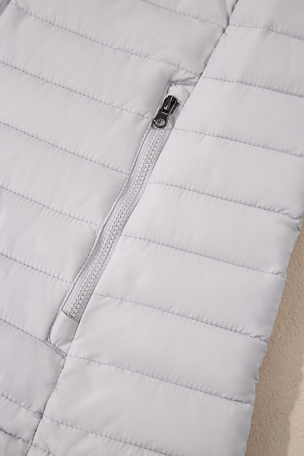 Myosotis Solid Color Quilted Zip-up Puffer Jacket