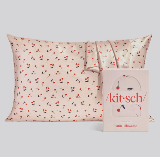 Satin Cherry Print Pillowcase
