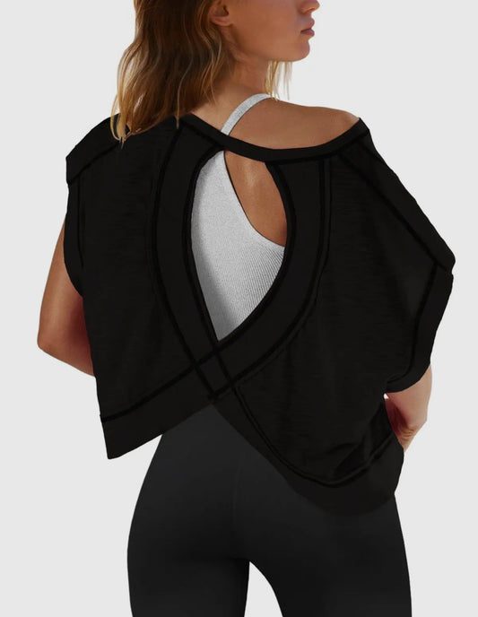 Black Cutout Back Top