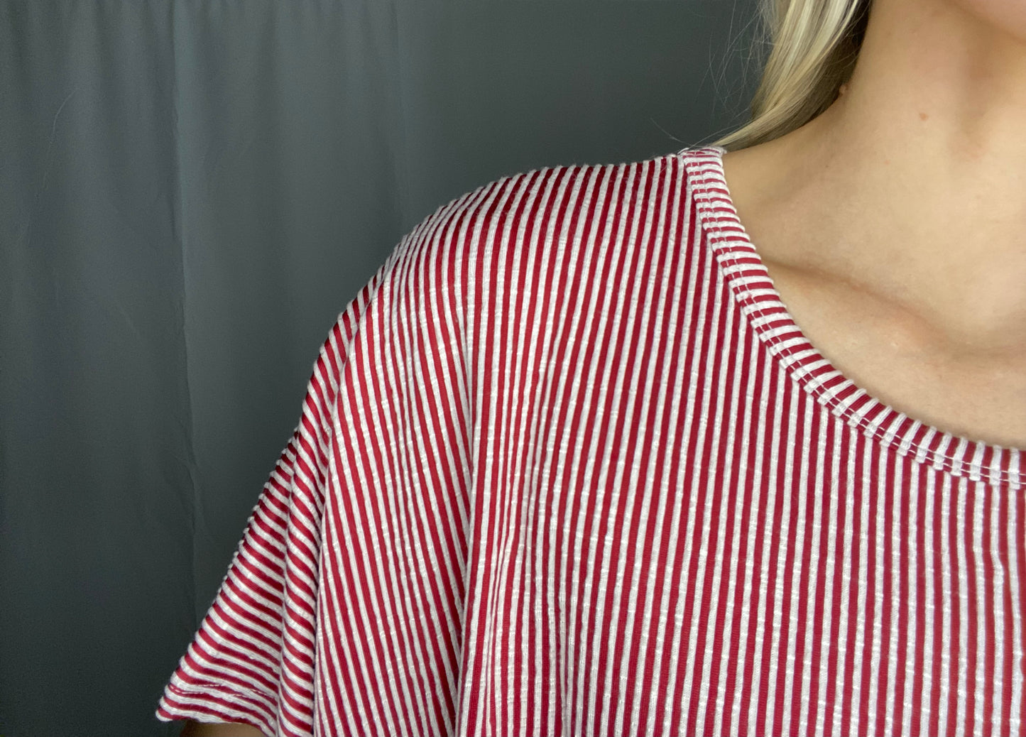 Dark Red Ribbed Top