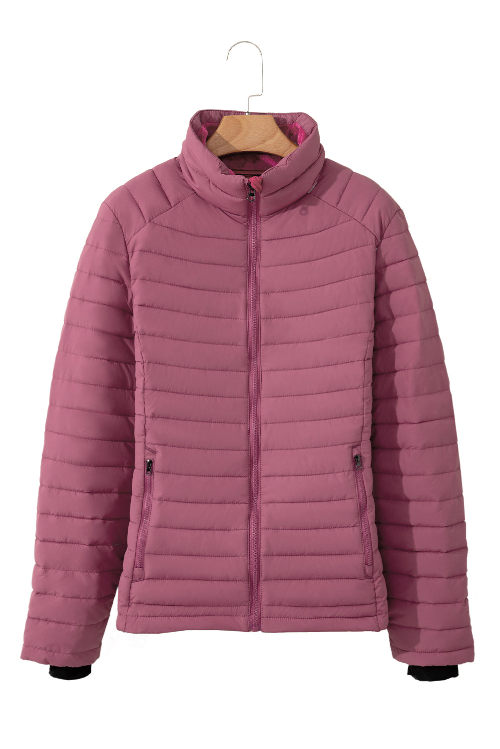 Myosotis Solid Color Quilted Zip-up Puffer Jacket