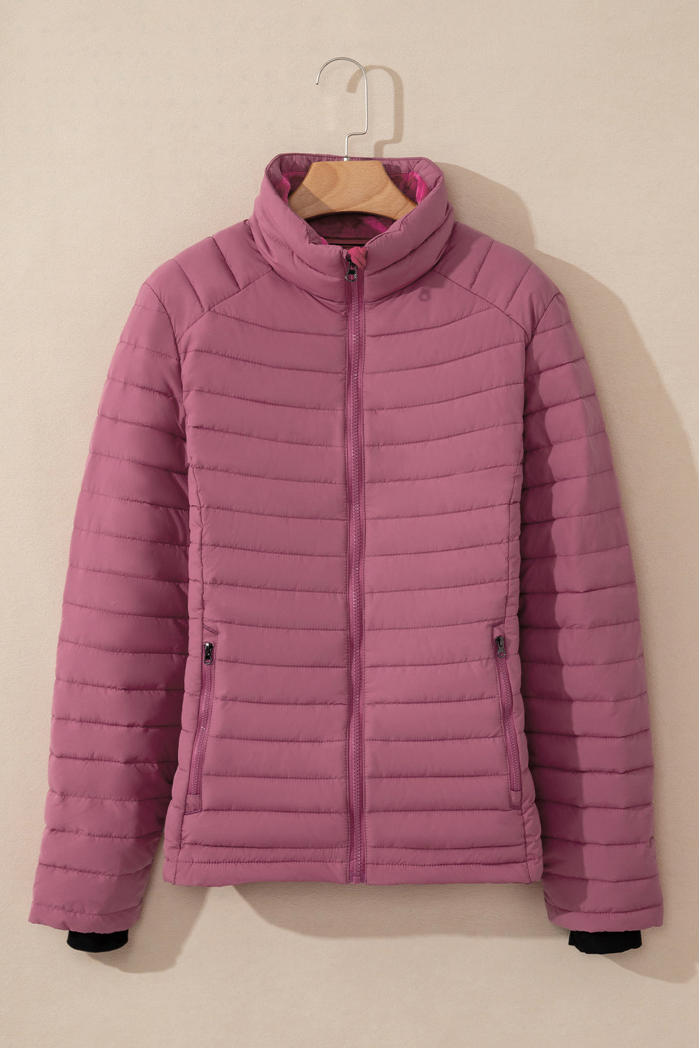 Myosotis Solid Color Quilted Zip-up Puffer Jacket