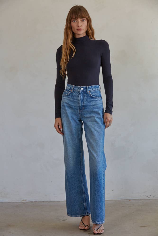 Seamless Mock Neck Long Sleeve Bodysuit